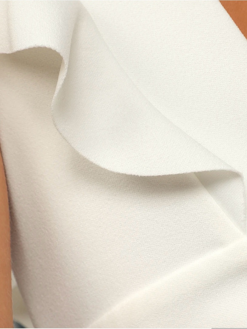 White Deep V-Neck Ruffle Mini Dress - Picture 4 of 6